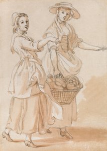 Duas meninas, carregar uma cesta de Paul Sandby